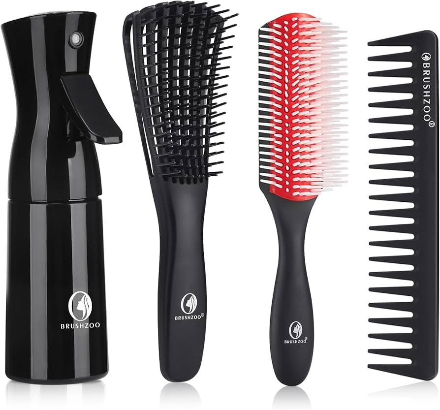 Hair Brush Set Detangler Brush for Natural 3/4abc Curly Hair Women Men Kids Detangling | Amazon (US)