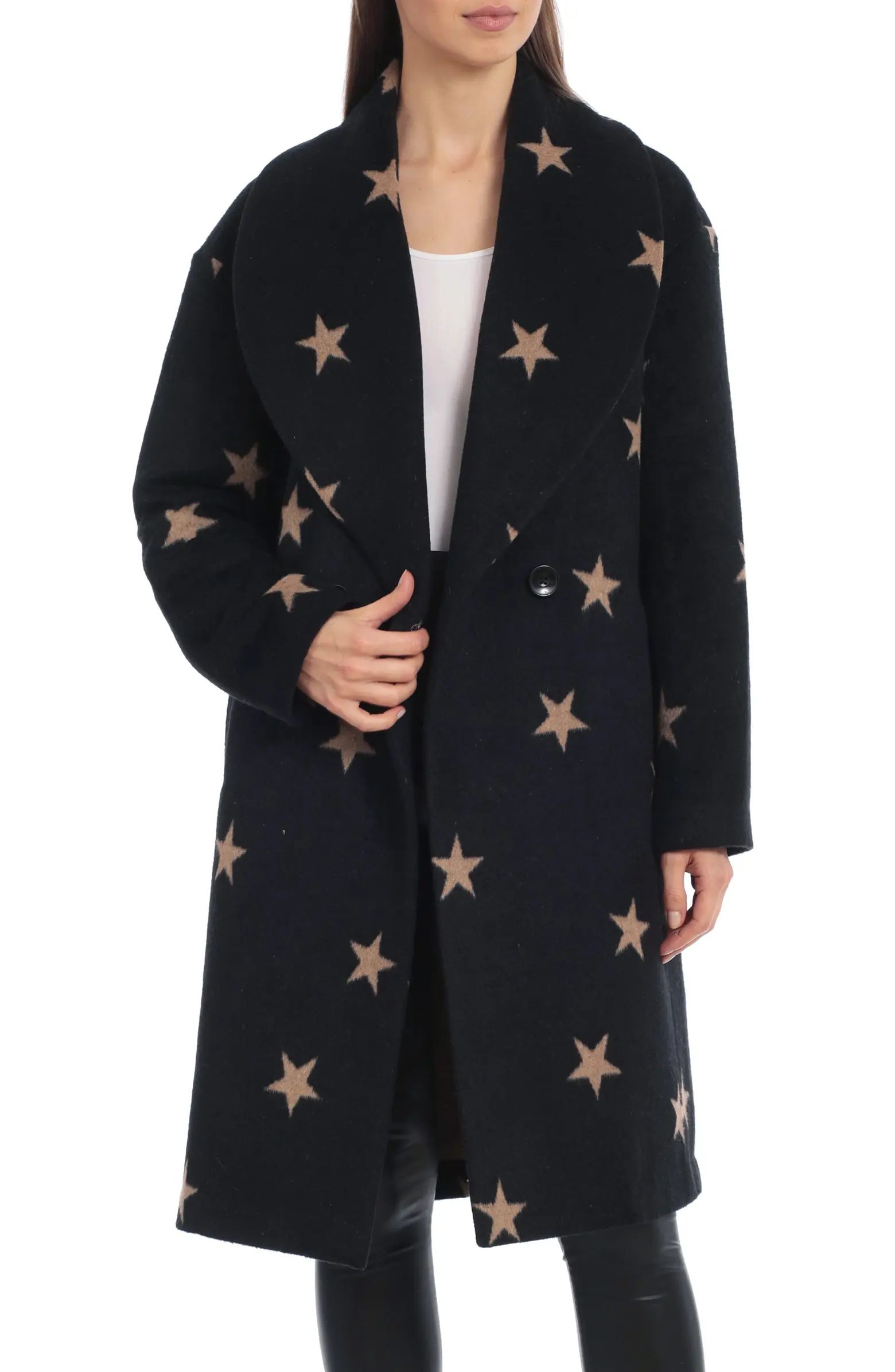 Star Jacquard Shawl Collar Coat | Nordstrom