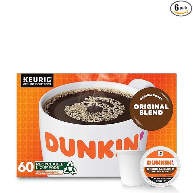 Dunkin' Original Blend Medium Roast Coffee, 60 Keurig K-Cup Pods | Amazon (US)