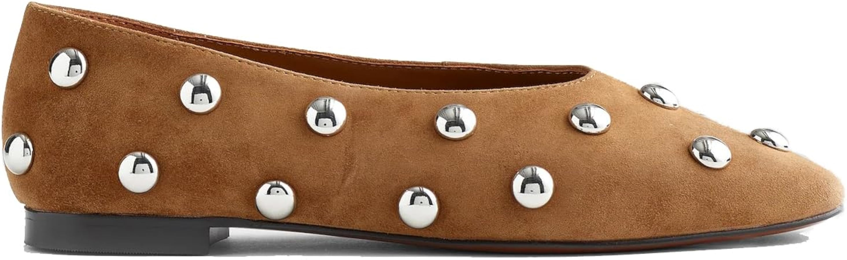 Studded Ballet Flats for Women Closed Square Toe Slip On Ballerina Shoes Fashion Casual Mary Jane... | Amazon (US)