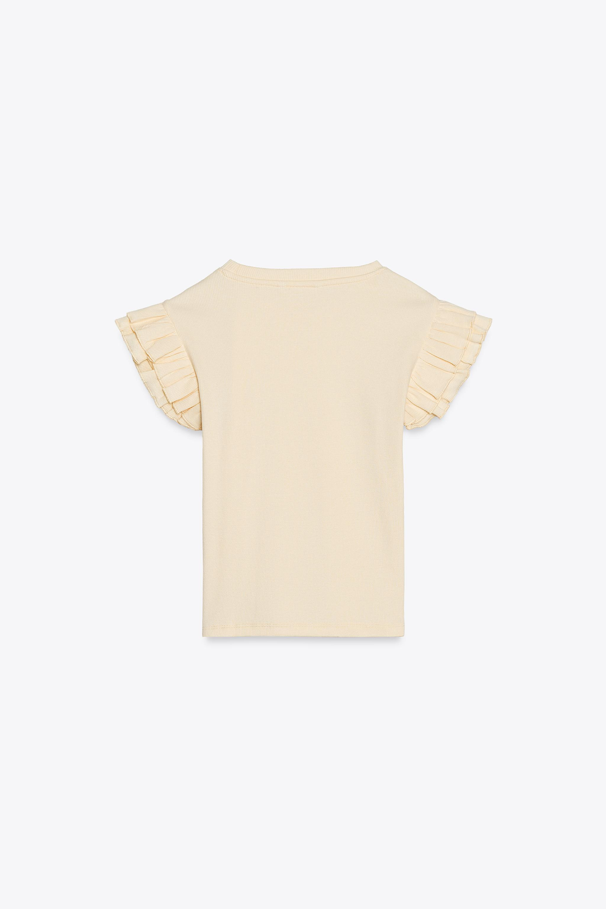 RUFFLED RIBBED SHIRTYellow+3 | Zara US