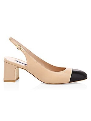 Loraina Cap-Toe Leather Slingback Pumps | Saks Fifth Avenue