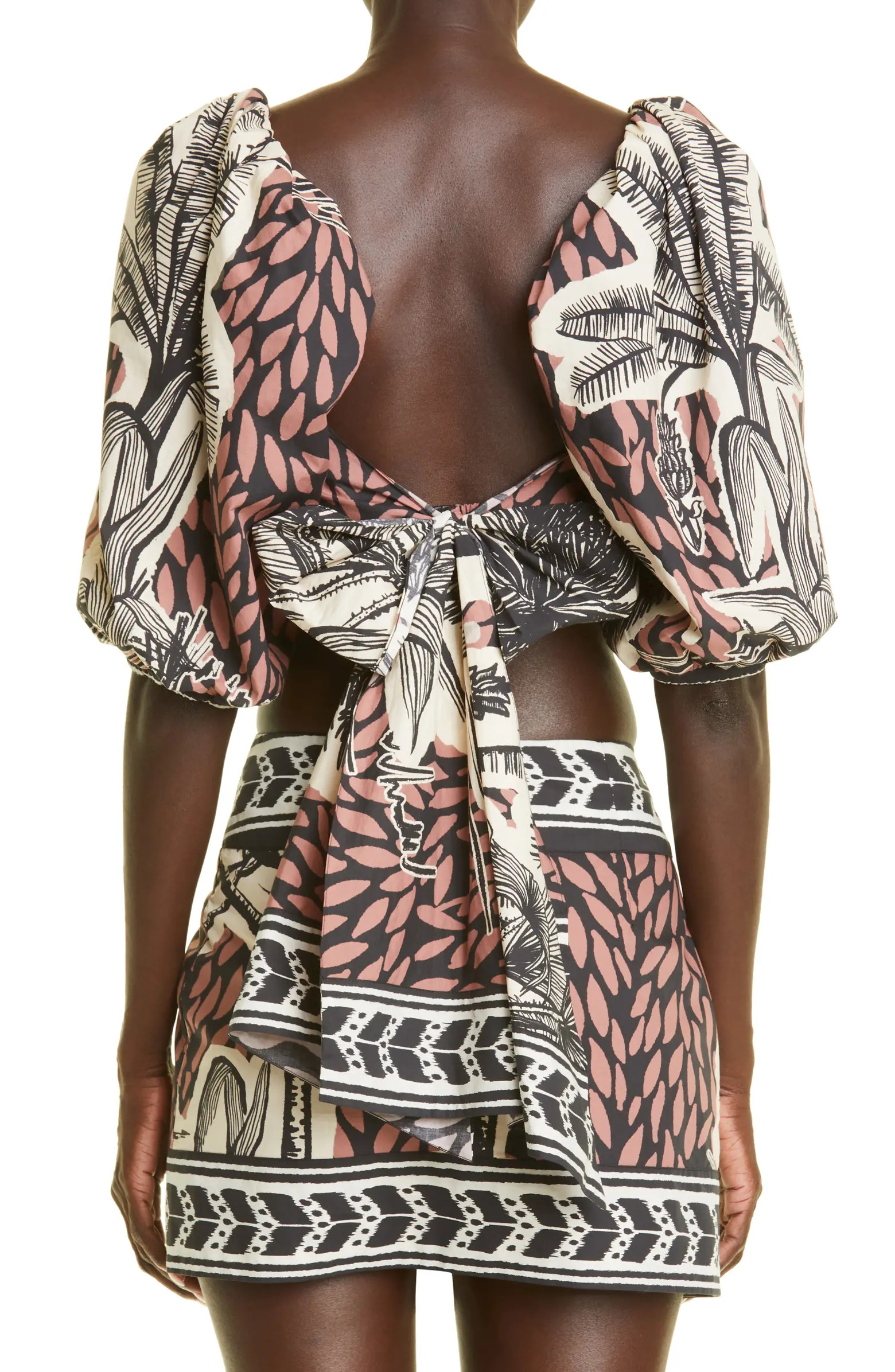 Paraiso Natural Tropical Print Crop Cotton Blouse | Nordstrom