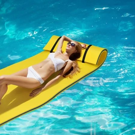 Costway 3-Layer Tear-proof Water Mat Floating Pad Island Water Sports Relaxing OrangeYellow | Walmart (US)