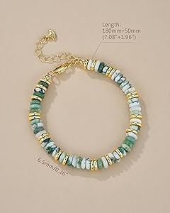 SNGIA Colorful 18K Gold Plated Bracelets for Women, Stack Bangle Beaded Stone Jewelry Accessories... | Amazon (US)