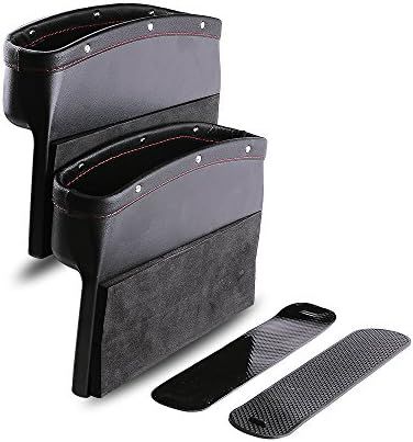 Car Seat Pockets PU Leather Car Console Side Organizer Seat Gap Filler Catch Caddy with Non-Slip ... | Amazon (US)