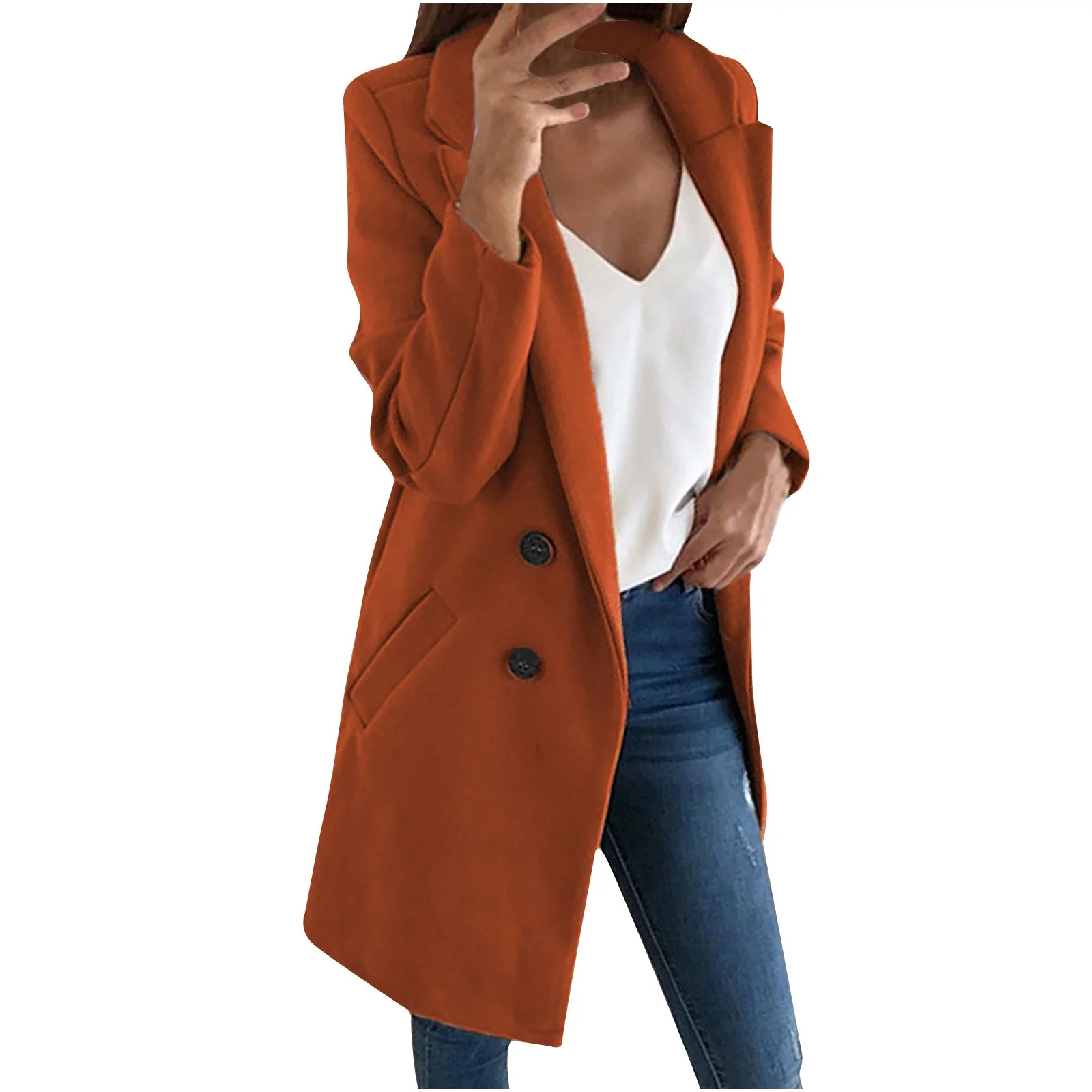 VEKDONE Fashion Jackets for Women Clearance Sale Long Sleeve Button Long Coat with Pockets Solid ... | Walmart (US)