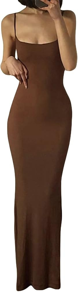 PXIAOPANG Women's Fish Tail Spaghetti Strap Dress Sleeveless Bodycon Long Dress | Amazon (US)