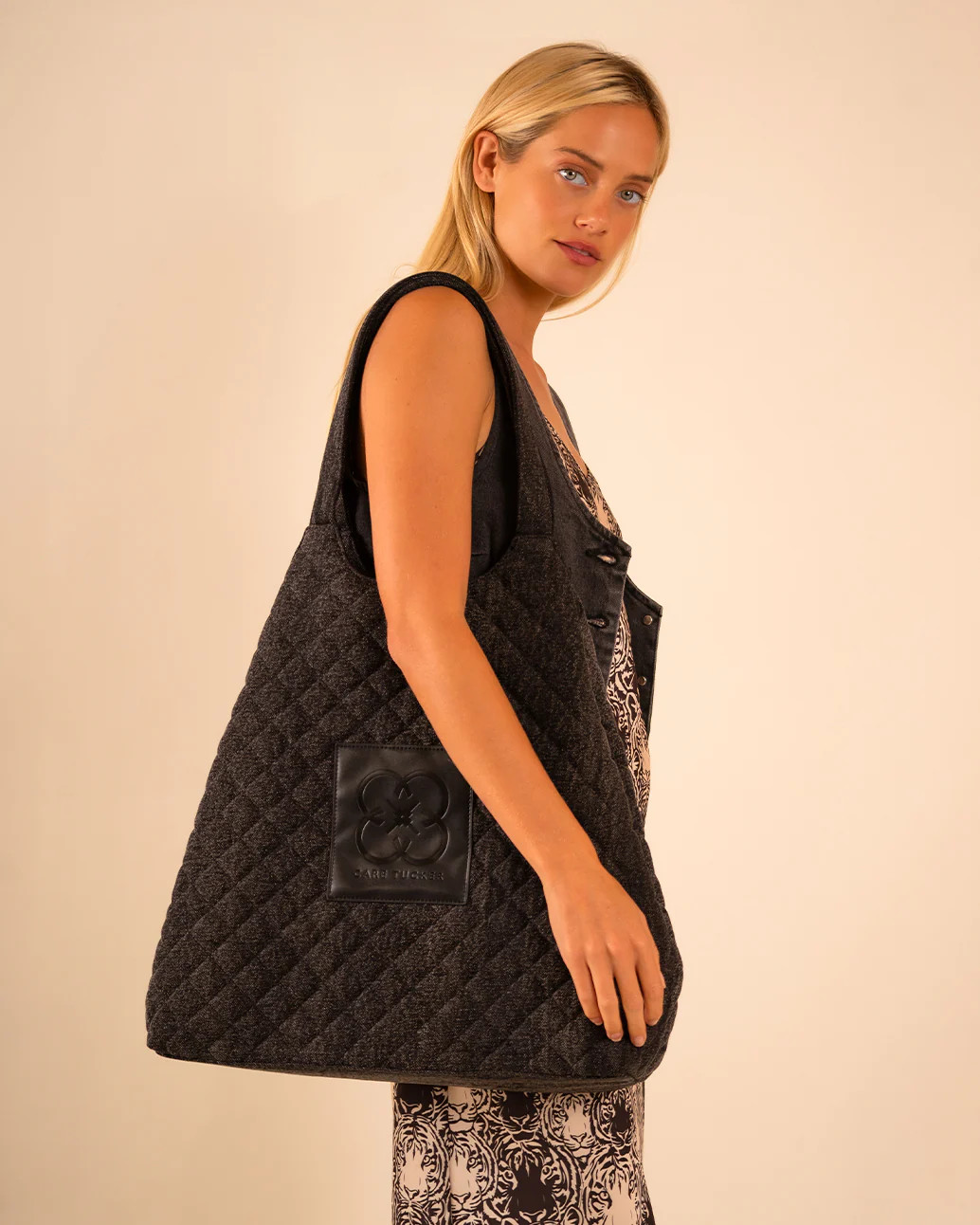 Maxi Quilted Denim Tote Bag | Care Tucker