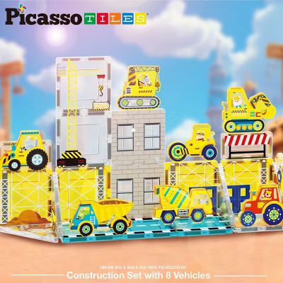 PICASSO-TILES Magnetic Tiles for Kids – Construction Theme 26PCS STEM Magnet Building Blocks Educational Toy | Target