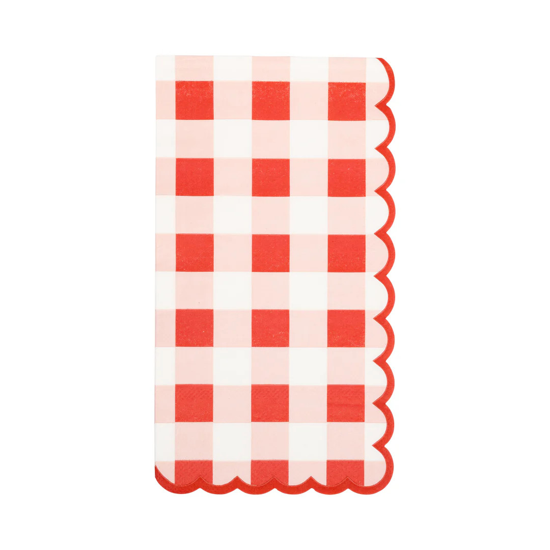 Red Scallop Gingham Dinner Napkin | My Mind's Eye