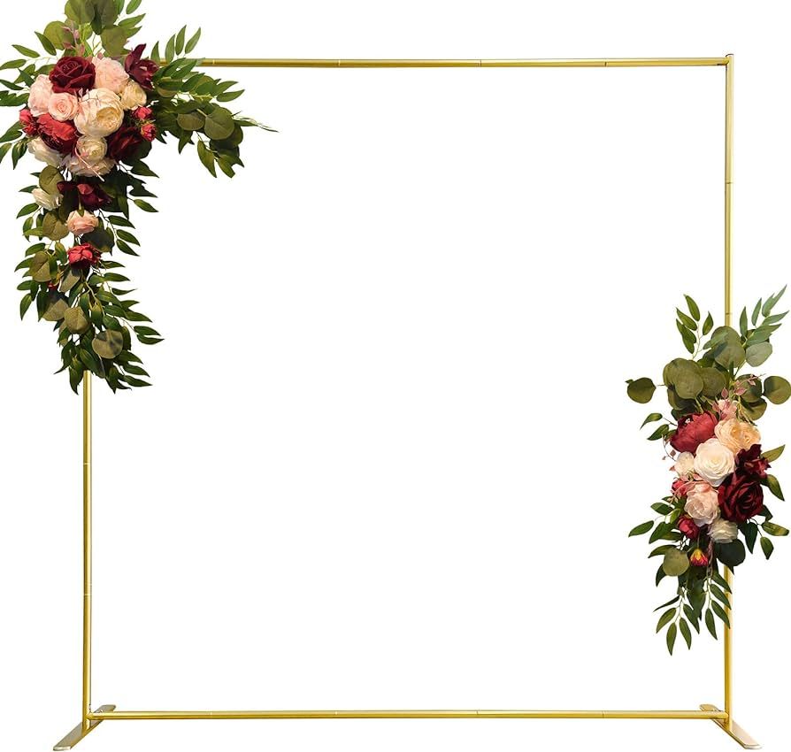 WORFEI Aluminum Wedding Arch Backdrop Stand 6.6x6.6 FT Gold Square Balloon Arch Frame for Wedding... | Amazon (US)