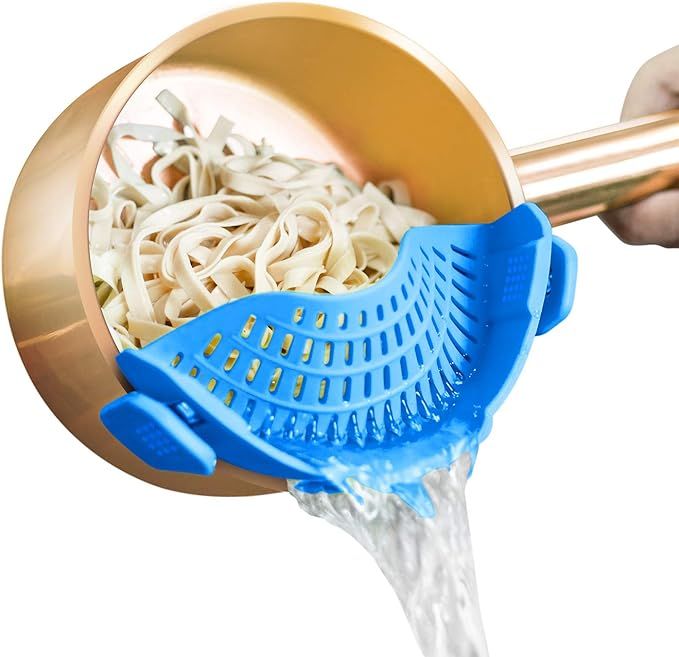 Auoon Strainer with 2 Clip for Veggies Pasta Ground Meat and More for Pots Pans Heat Resistant Si... | Amazon (US)