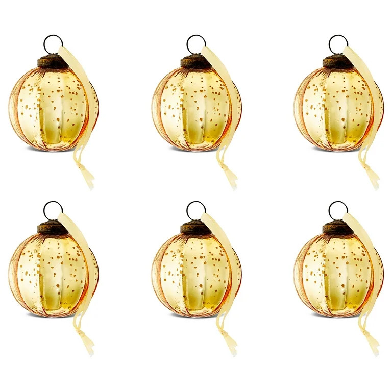6 Count Gold Glass Ball Christmas Ornaments, 3", by Holiday Time | Walmart (US)