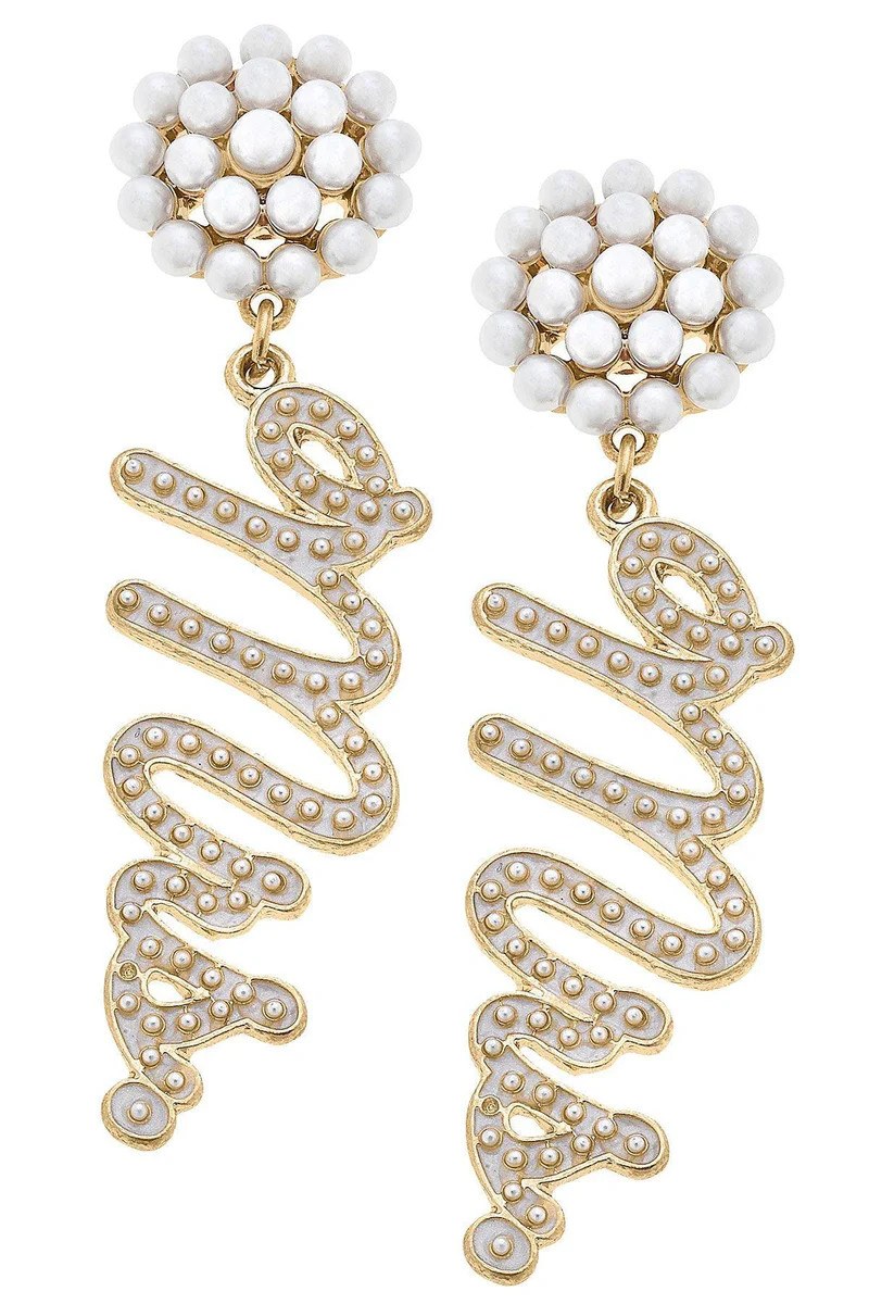 Miss to Mrs. Studded Enamel Earrings | CANVAS