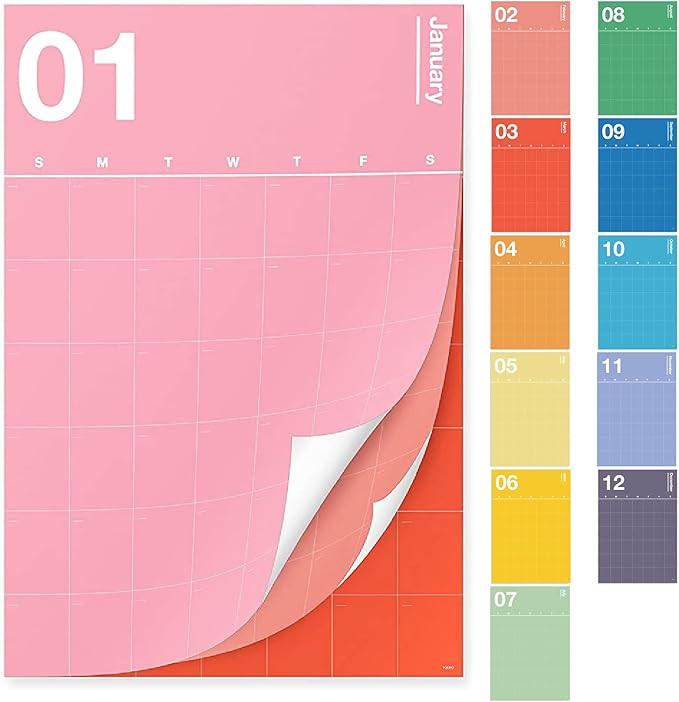 Poketo - Undated Monthly Vertical Wall Calendar 30" x 20" - 12 Month Minimalist Wall Planner - Mo... | Amazon (US)