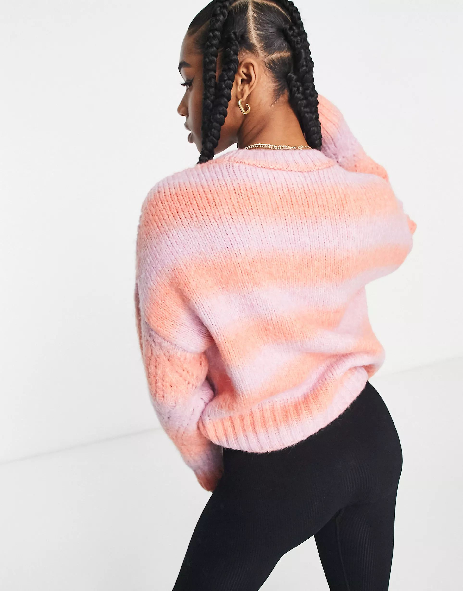 Pimkie ombre textured pointelle jumper in pink and orange stripe | ASOS (Global)