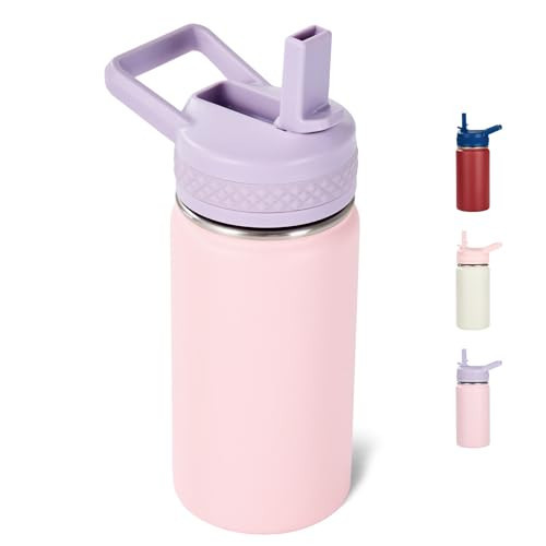 Fijinhom 12 oz Kids Water Bottle, Toddler Water Bottle with Straw, Boys&Girls Bottle for School, 304 Stainless Steel Vacuum Insulated Bottle for Kids, BPA-Free, Leak-Proof, Purple Pink | Amazon (US)