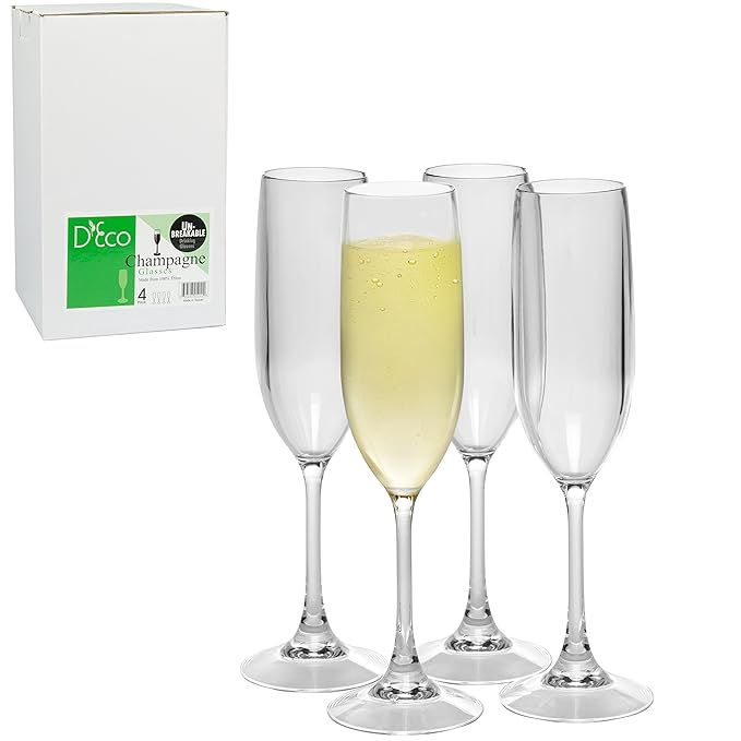 Unbreakable Champagne Glasses: 100% Tritan - Shatterproof, Reusable, Dishwasher Safe (Set of 4) b... | Amazon (US)