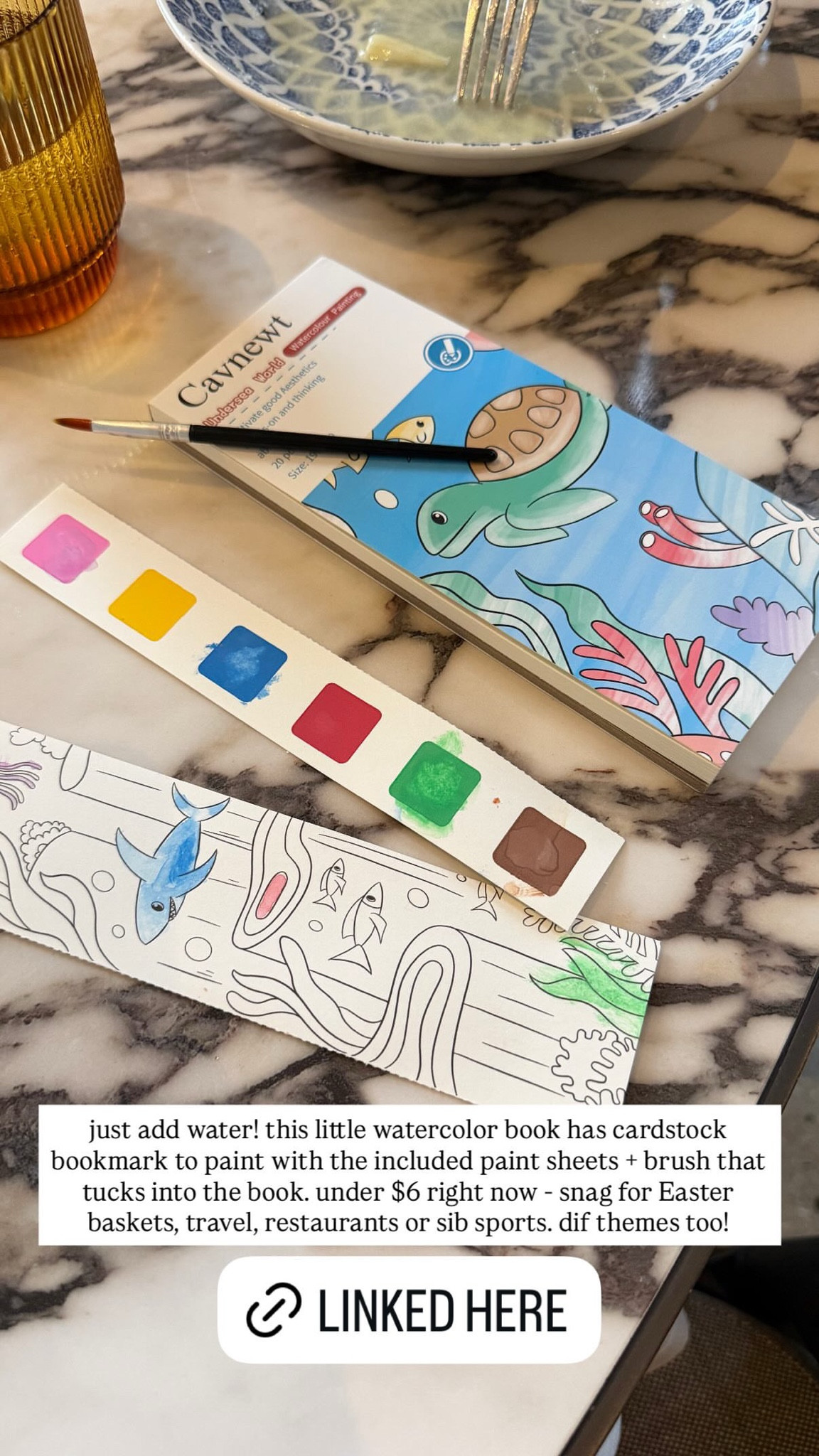 just add water! this little watercolor book has cardstock bookmark to paint with the included paint sheets + brush that tucks into the book. under $6 right now - snag for Easter baskets, travel, restaurants or sib sports. dif themes too!

#LTKKids #LTKSaleAlert #LTKmomlife