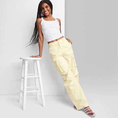 Women's High-Rise Cargo Utility Pants - Wild Fable™ Light Yellow S | Target