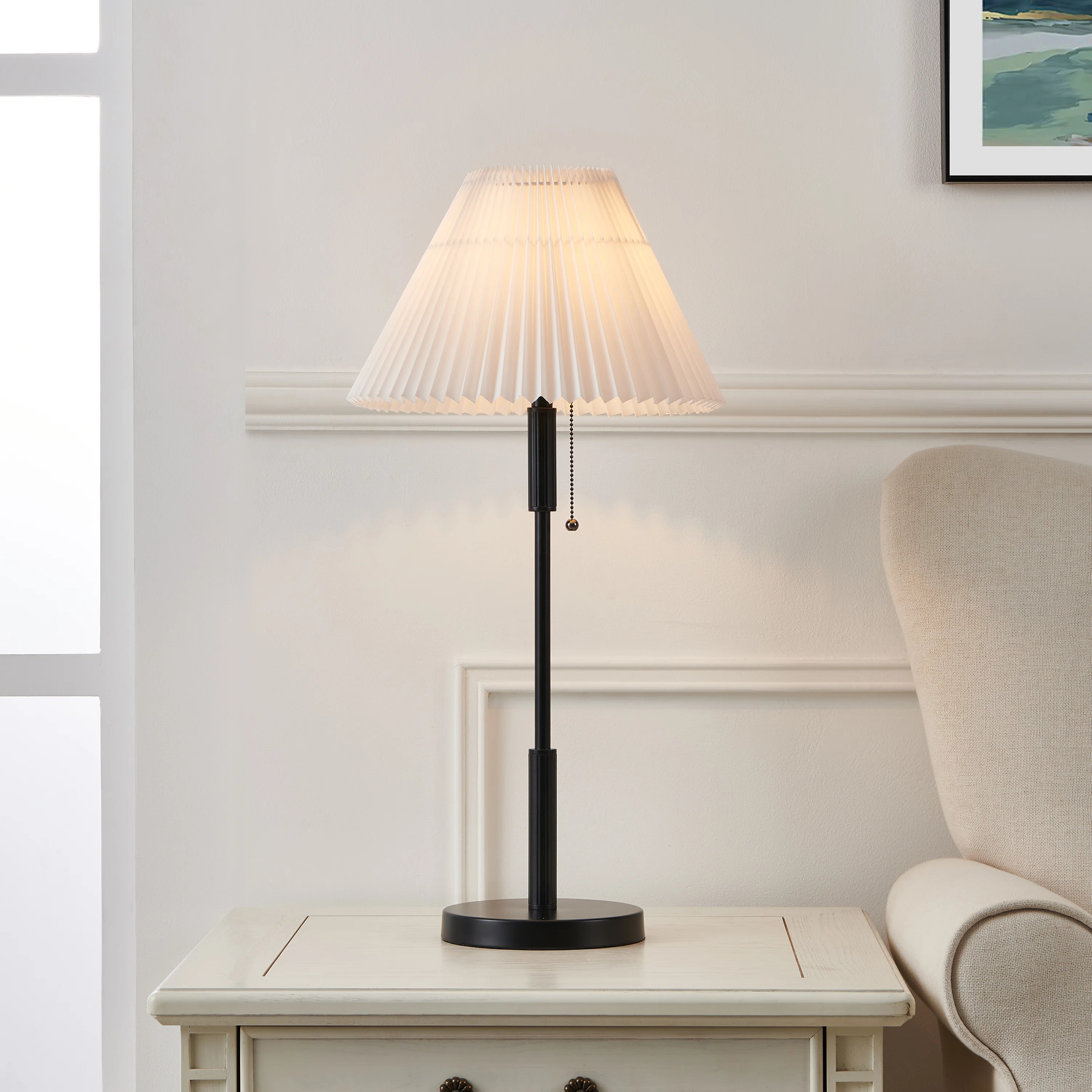 Ebern Designs 26.5” Black Traditional Table Lamp With White Lampshade | Wayfair | Wayfair North America