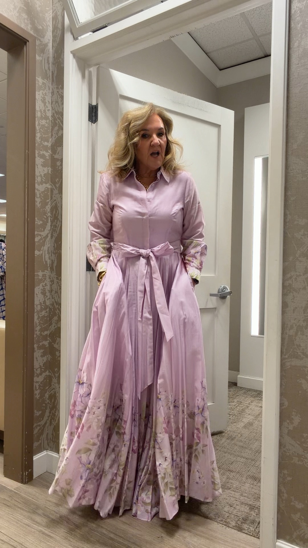 Mother of the bride mother of the groom spring formal dress. I’m wearing my regular size. I’m also wearing about a 5 inch platform