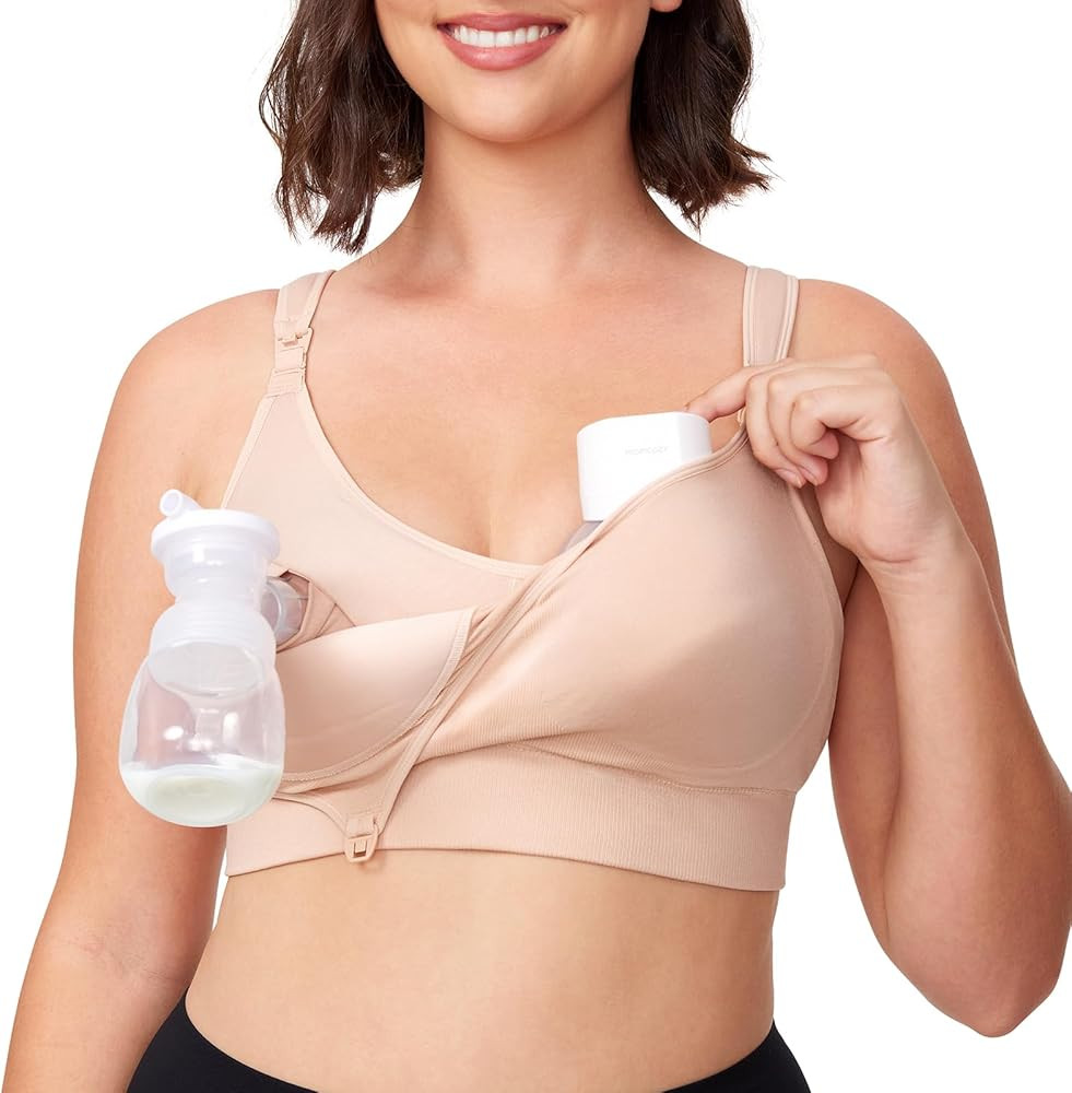 Momcozy Lycra Pumping Bra Hands Free, Fixed Padding Pump Bra for Enhanced Shape, Comfort Support ... | Amazon (US)