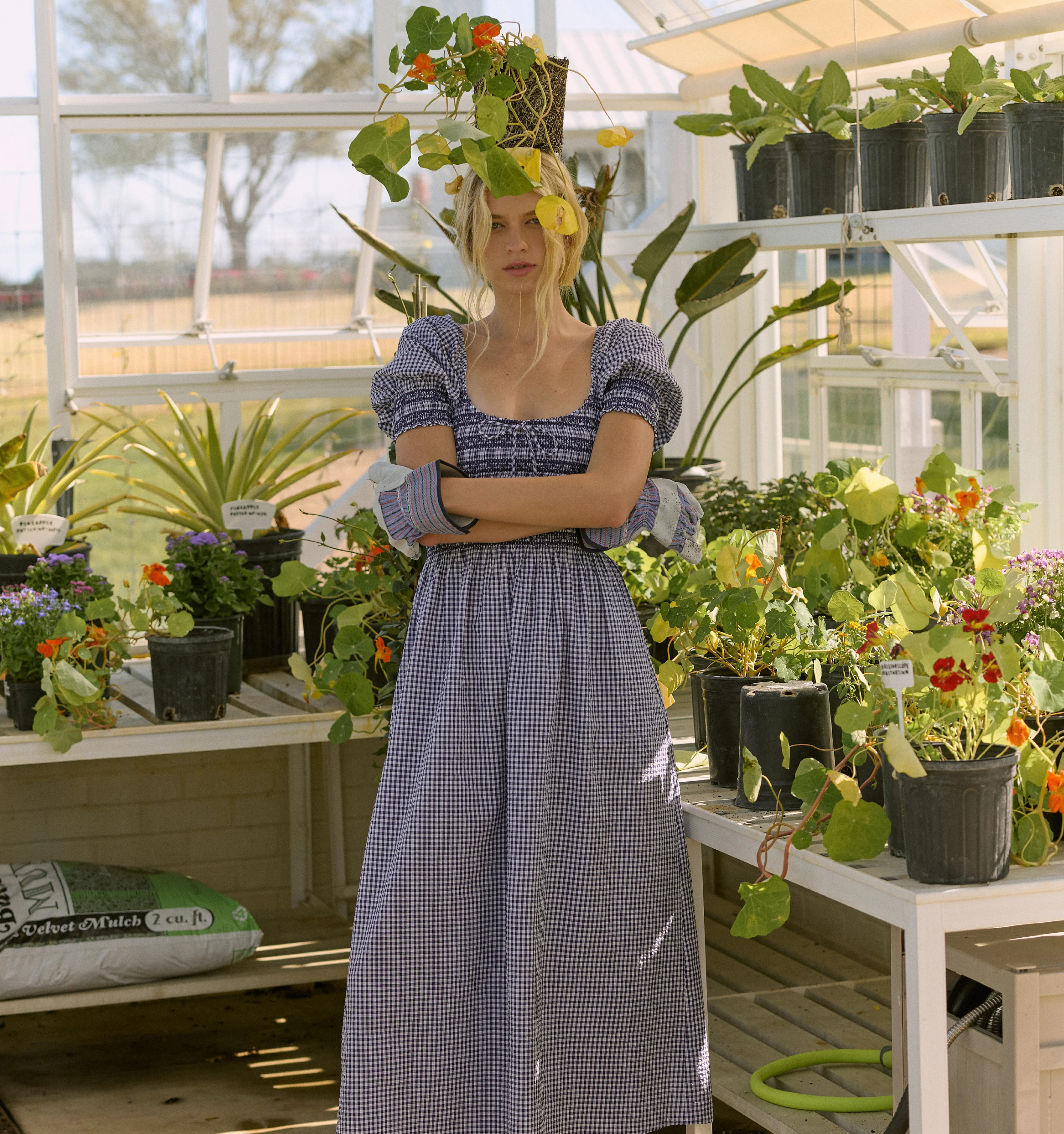 The Madeline Nap Dress - Navy Gingham | Hill House Home US