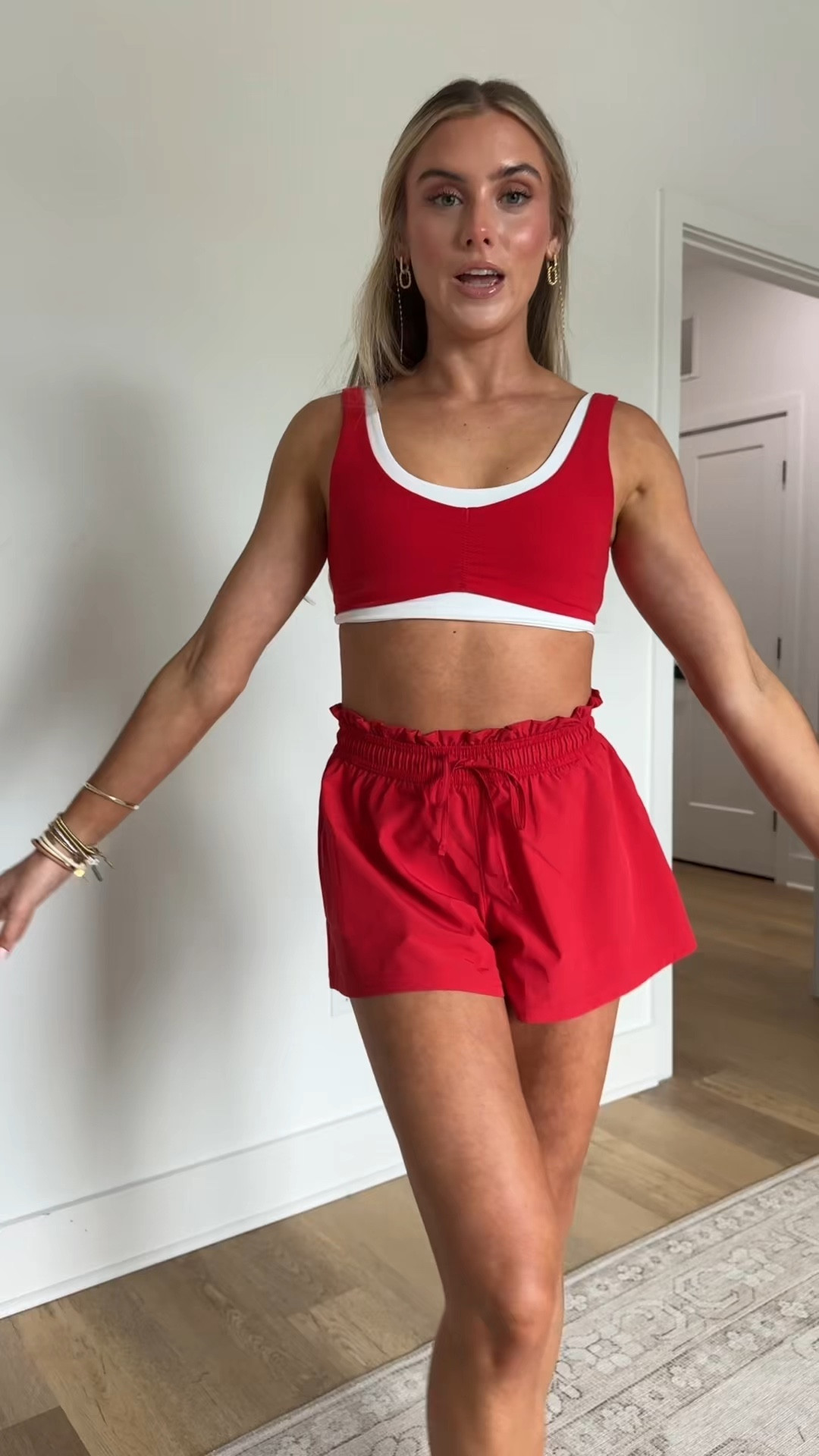 @abercrombie  YPB studioFLEX Double-Layered Sports Bra size xs in vivid red; YPB motionTEK High Rise Lined Running Short size xs in vivid red

#LTKootd #LTKfitnessgoals #LTKActive