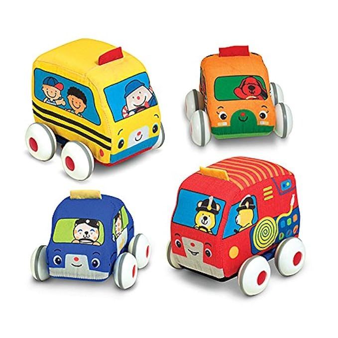 Melissa & Doug K's Kids Pull-Back Vehicle Set - Soft Baby Toy Set With 4 Cars and Trucks and Carryin | Amazon (US)