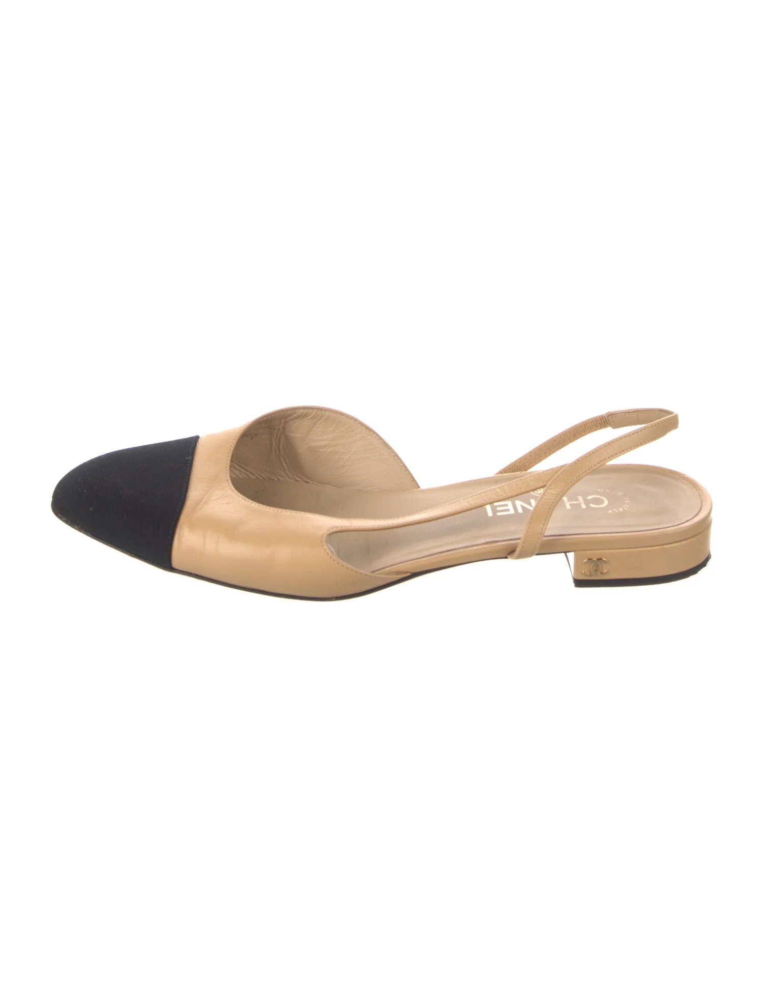 Interlocking CC Logo Leather Slingback Flats | The RealReal