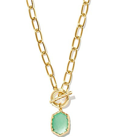 Kendra Scott Daphne Link and Chain Convertible Pendant Necklace - Gold/Light Green | Dillard's