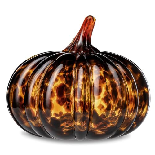 Yiyiring 1 Pcs Tortoiseshell Glass Pumpkin Halloween Decor, Medium | Amazon (US)