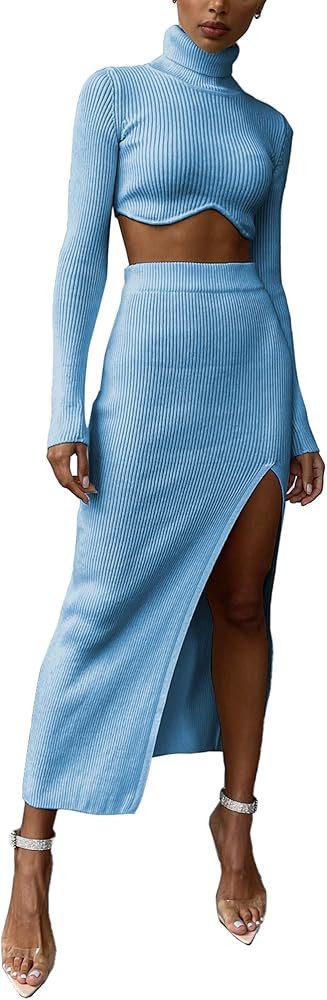 Skirt Sets Women 2 Piece Outfits Sexy Bodycon Tank Square Neck Ribbed Sexy Two Piece Outfit Party... | Amazon (US)