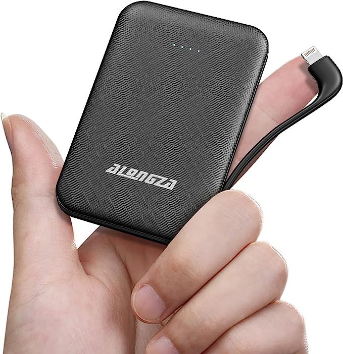 Alongza Small Portable Phone Charger 4500mAh Power Bank with Built-in Cable USB C Fast Lightweigh... | Amazon (US)