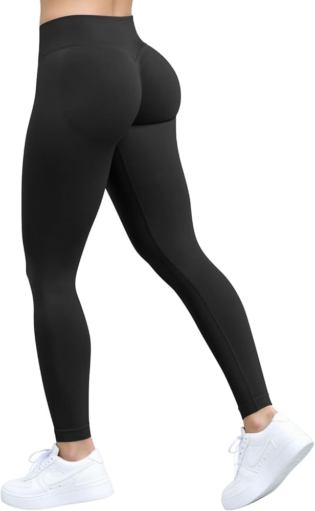 OQQ Workout Leggings for Women Seamless Scrunch Tights Tummy Control Impact Girl Activewear Yoga ... | Amazon (US)