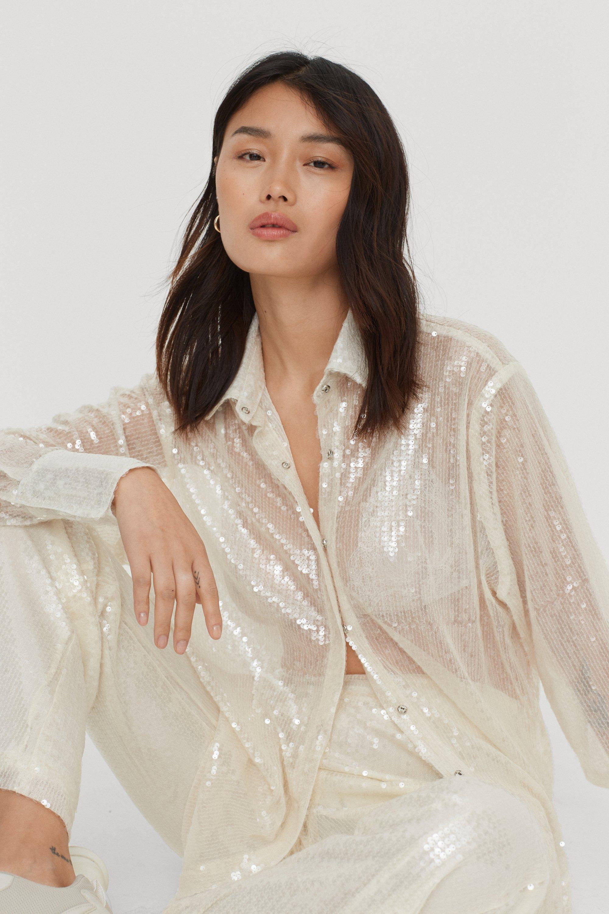 Sequin Detail High Waisted Flared Trousers | Nasty Gal UK (+IE)