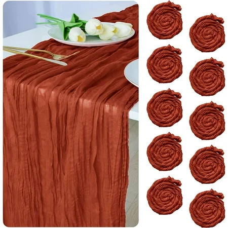 10 Pack Terracotta Cheesecloth Table Runners 35 x 120 Inches Gauze Rust Table Runner Rustic for Wedd | Walmart (US)