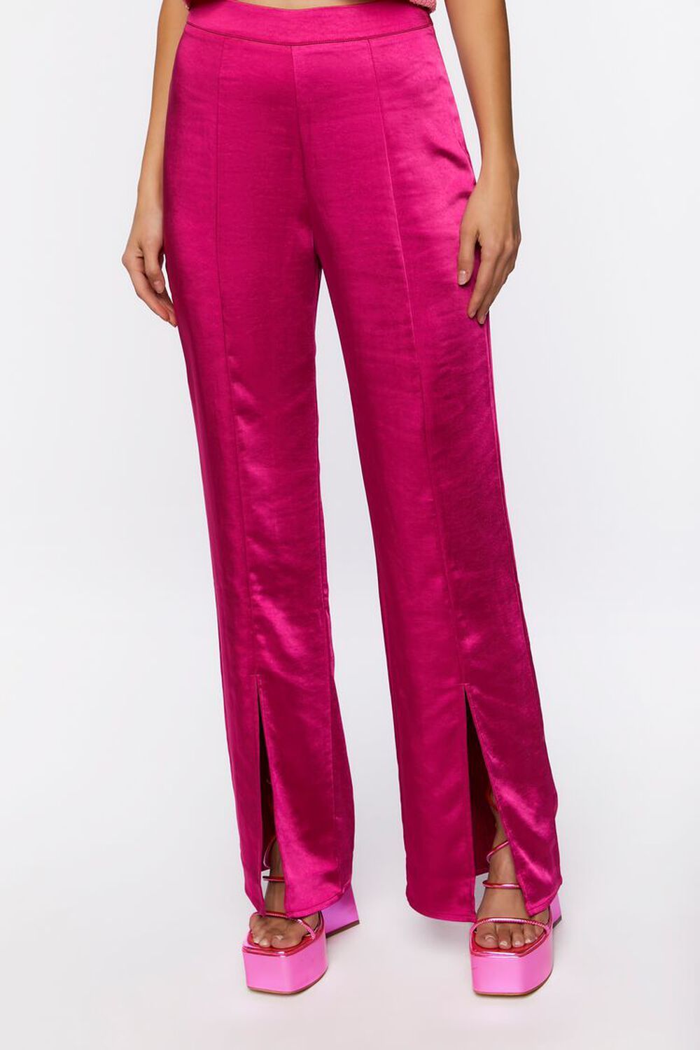 Satin Mid-Rise Split-Hem Pants | Forever 21 (US)