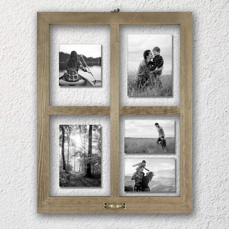 25.04" x 19.33" 4 Opening Windowpane Collage Frame Weathered Wood | Target