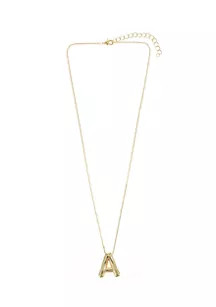 Gold Tone Bubble Initial Pendant Necklace | Belk