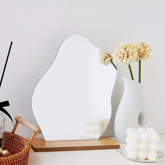 Nordic Wavy Lake Mirror  Irregular Minimal Wooden Aesthetic | Etsy | Etsy (US)
