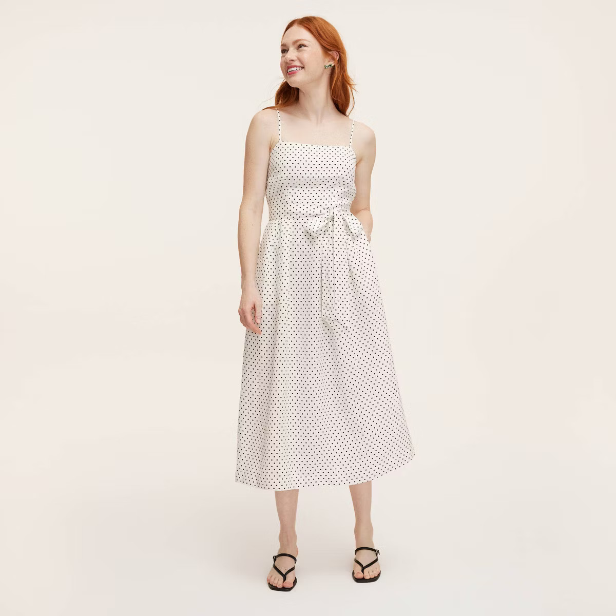 Women's Mini Polka Dot Tie-Waist Midi Dress -  kate spade new york x Target Cream/Black | Target