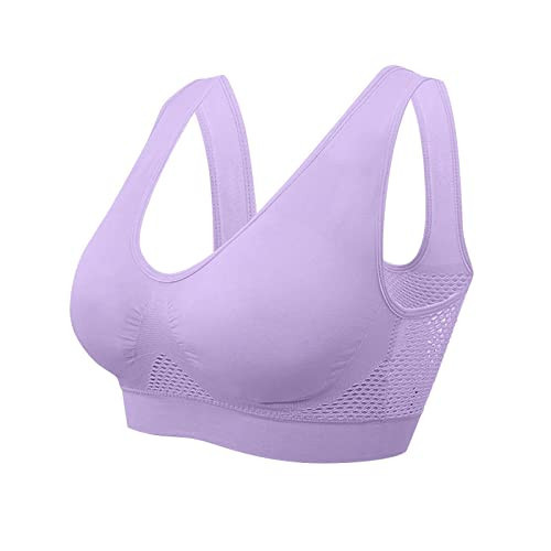 Sports Bras for Women High Support Binder Racerback Large Bust High Impact Bra Push Up Comfortable Breathable Bras Cool Liftup Air Bra Large Size Air Bra Sports Bras for Women Purple | Amazon (US)