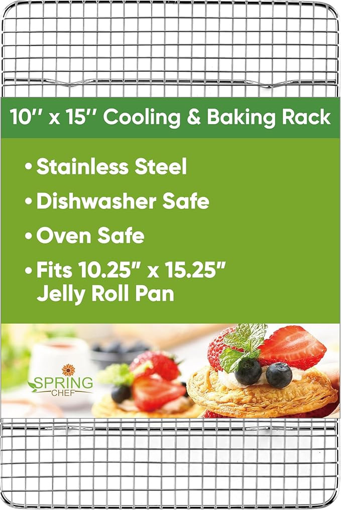 Spring Chef 10 x 15 Inch Stainless Steel Cooling Rack for Cooking & Baking - Heavy Duty Cookie Co... | Amazon (US)