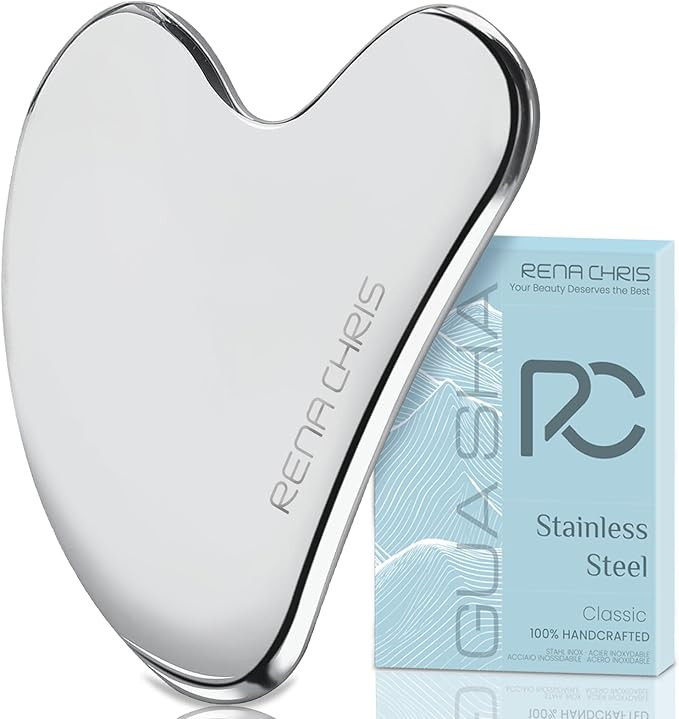 Rena Chris Gua Sha Facial Tools, Stainless Steel Gua Sha, Metal Gua Sha for Jawline Sculpting and... | Amazon (UK)