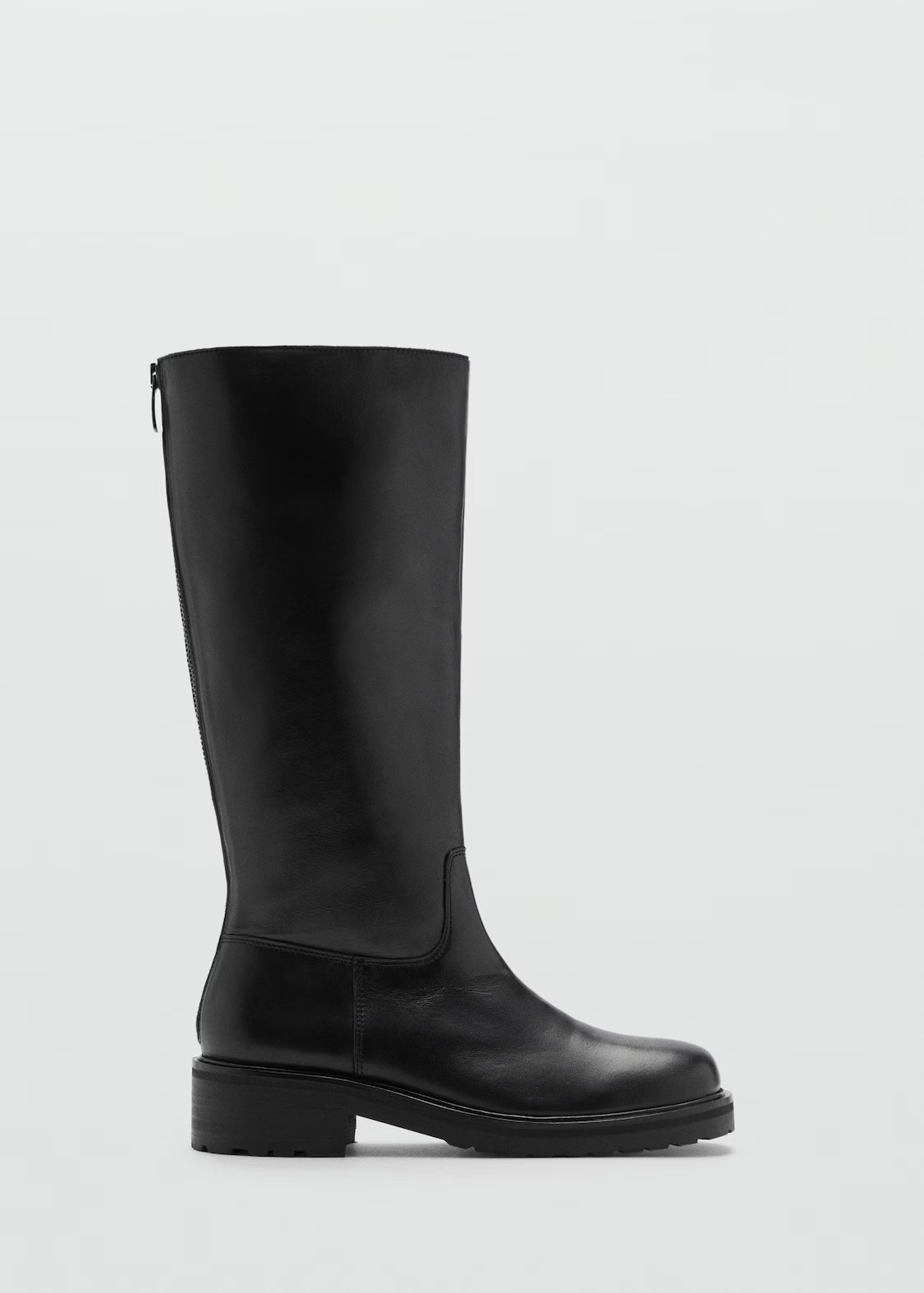 High leather boots with zip | MANGO (UK)
