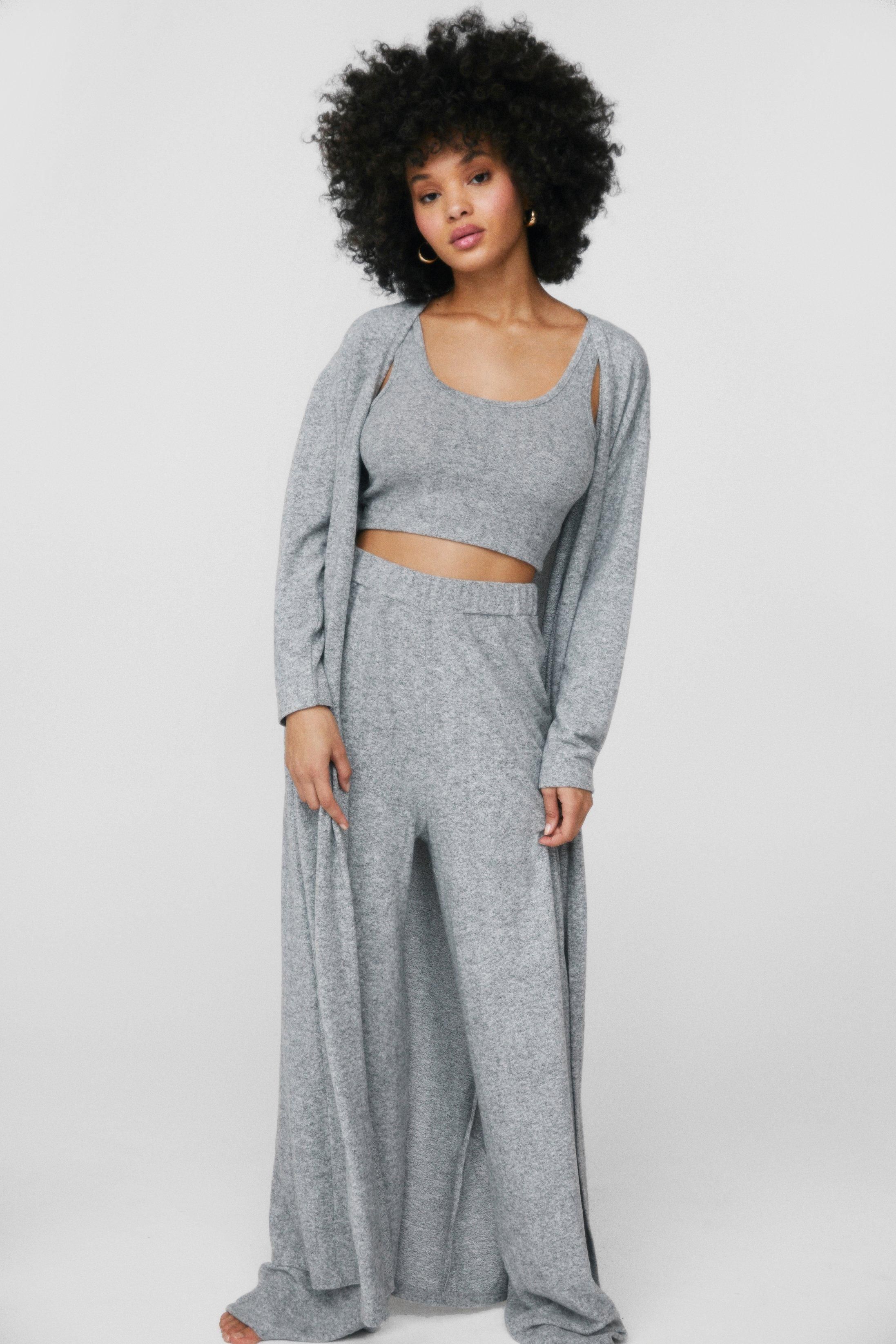 Crop Top and Pants 3-Pc Loungewear Set | Nasty Gal (US)