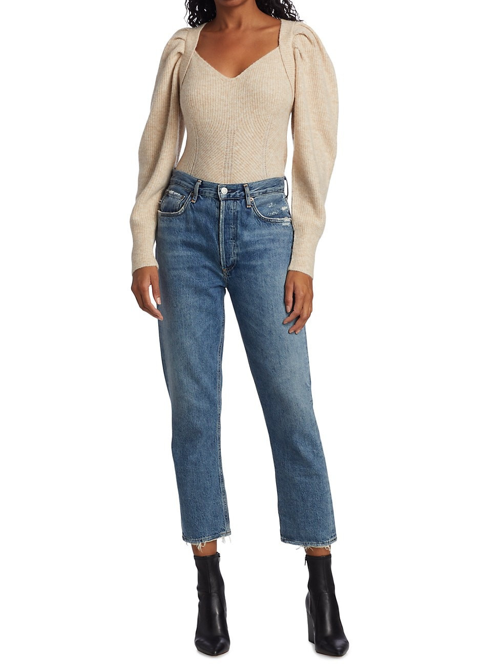 Georgia Ribbed Puff-Sleeve Sweater | Saks Fifth Avenue